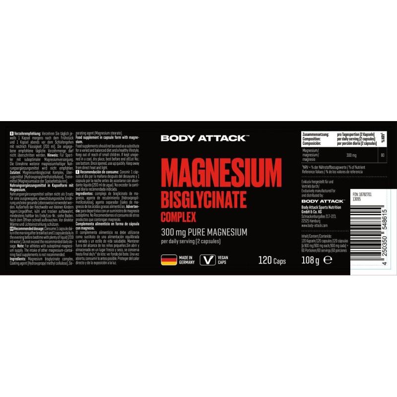 Body Attack Magnesium Bisglycinat 120 Kapseln