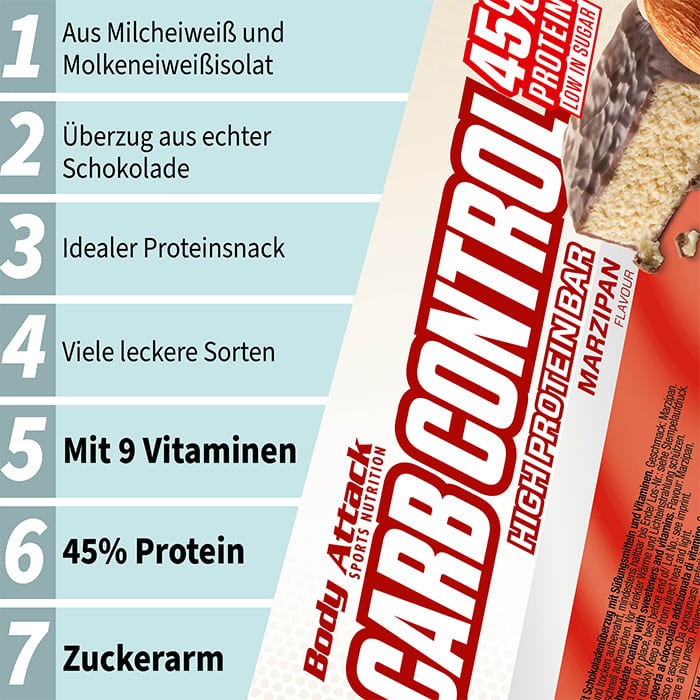Body Attack Carb Control - Proteinriegel 100g 15 Riegel