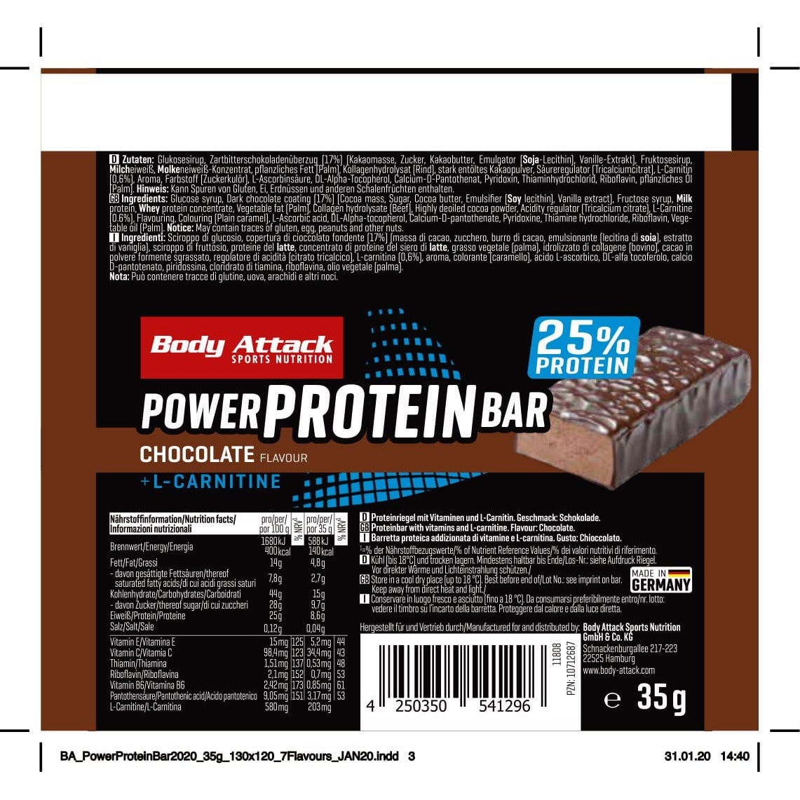 Body Attack Power Protein Bar 24x35g