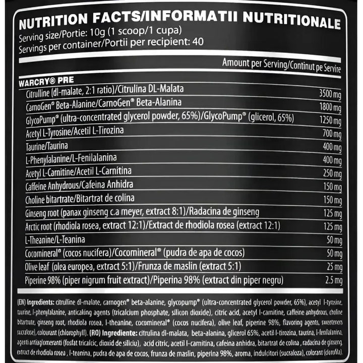 Genius Nutrition Warcry Pre 400g