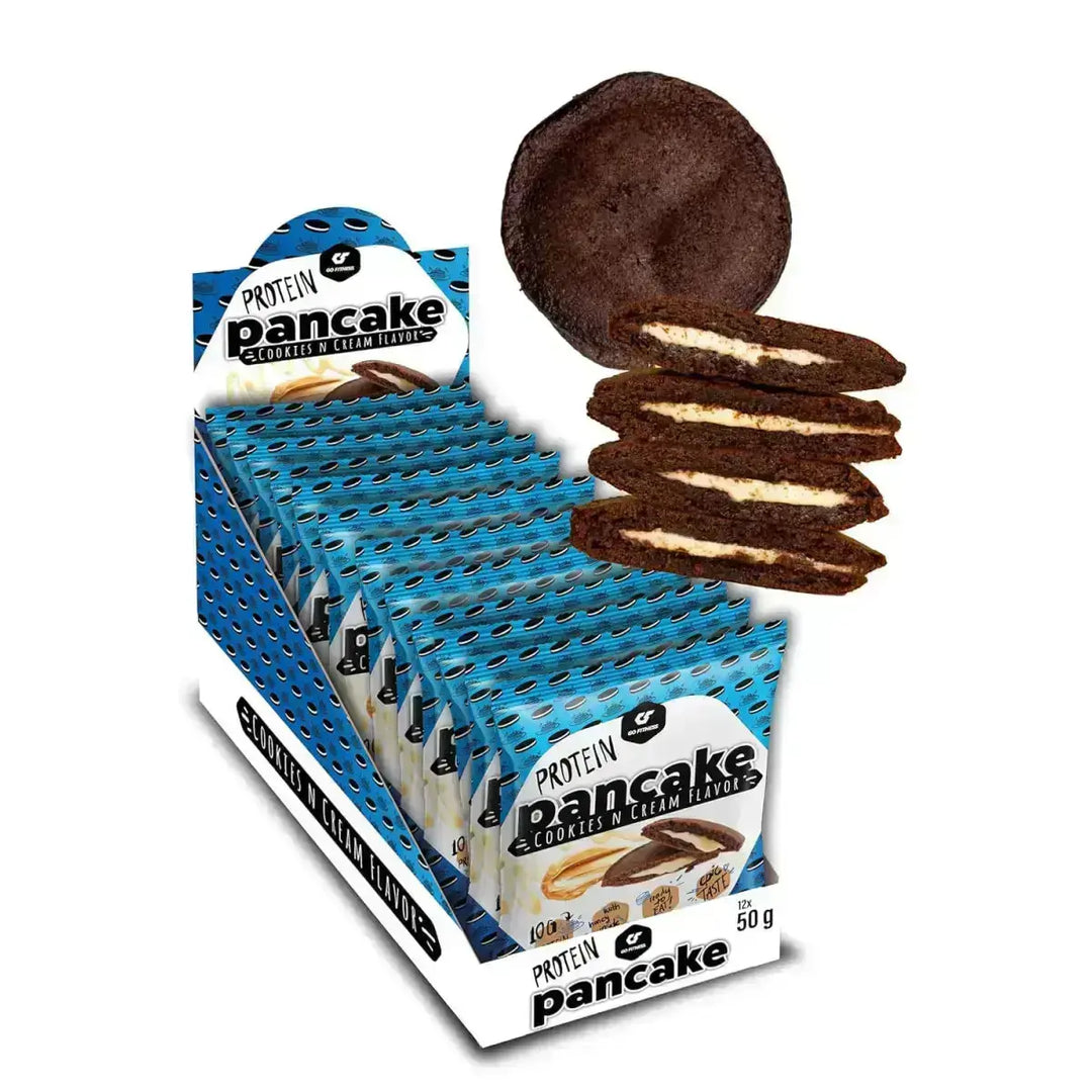 Leckere GoFitness Protein Pancakes als Cookies aus der 12x50g Box