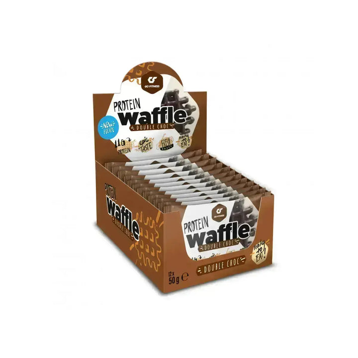 Box von Go Fitness Protein Waffel 12x50g für leckerem Protein-Snack unterwegs