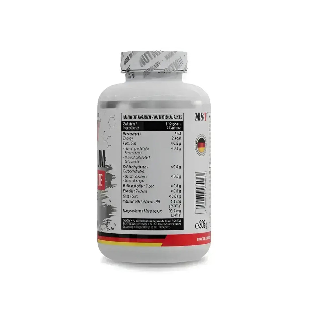 MST Magnesium Bisglycinat Kapseln mit Nährwertangaben auf der Flasche