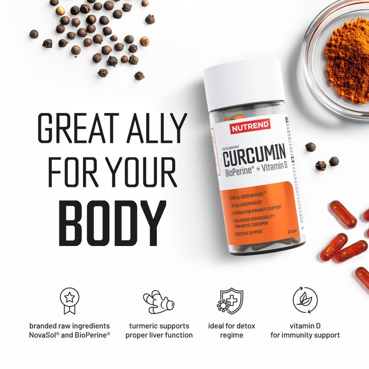 Nutrend Curcumin + Bioperine + Vitamin D, 60 Kapseln NUTREND