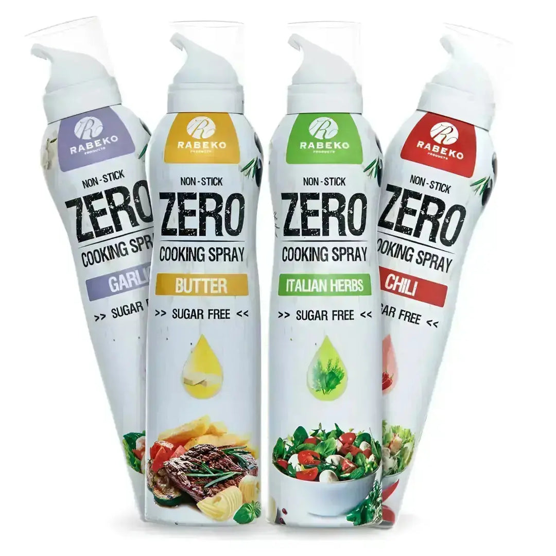 Vier Dosen Rabeko Zero Cooking Spray 200ml für einfaches Kochen ohne Klumpen Butter