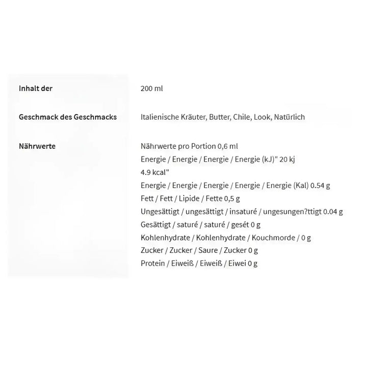Nährwertangaben für Rabeko Zero Cooking Spray 200ml ohne Klumpen Butter