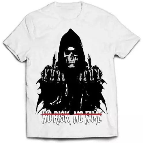 Skull Labs T-Shirt NO RISK-NO FAME Weiss/ Silber