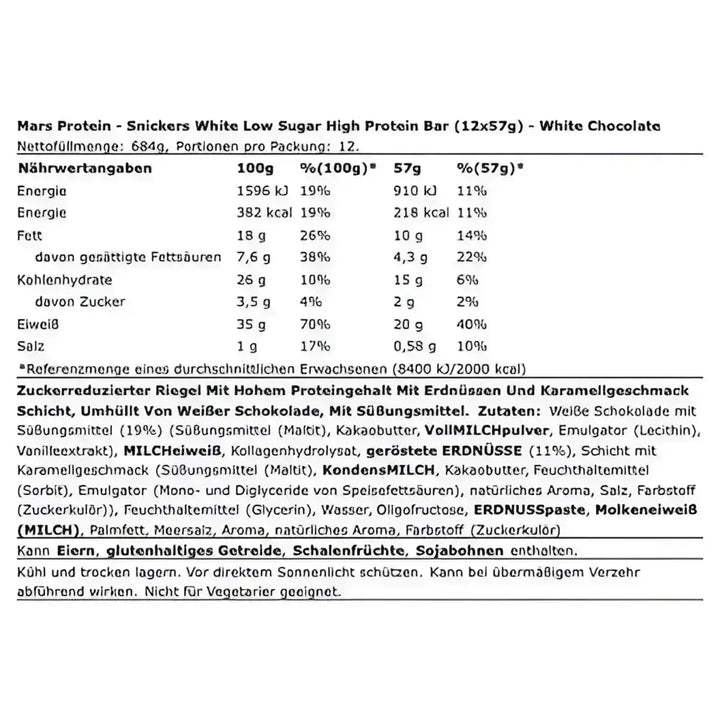 Snickers LOW SUGAR High Protein Bar 12x57g