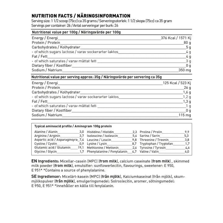 Swedish Supplements Casein Royal 900g