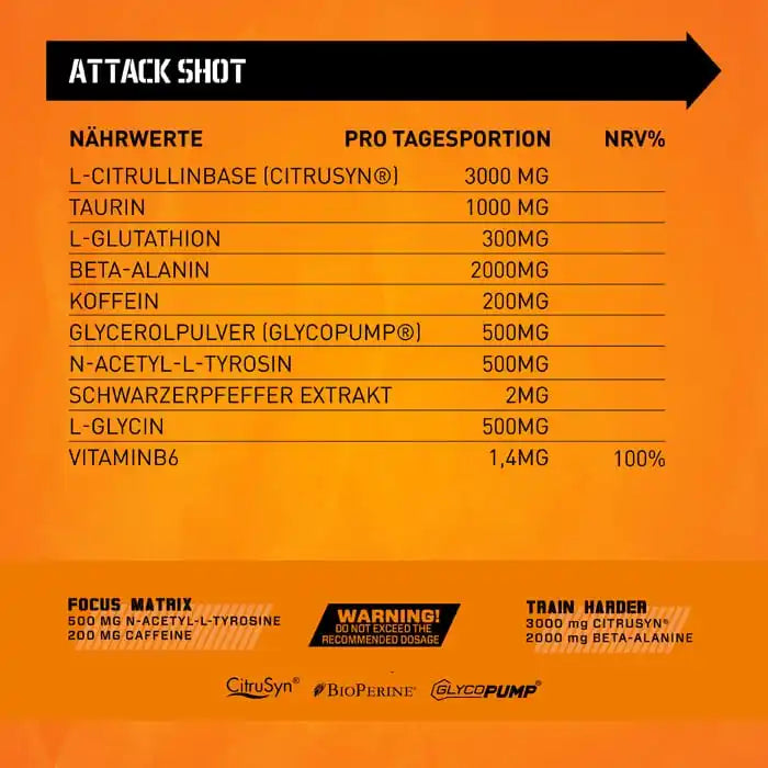 Body Attack Attack Shot 20 x 60ml