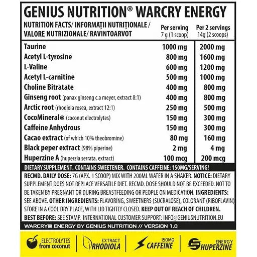Genius Nutrition - Warcry Energy 300g