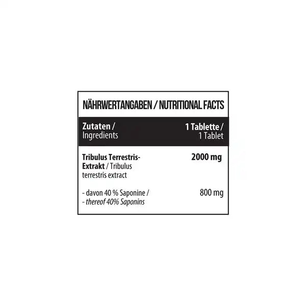Nährwerttabelle von MST - Healthy Tribulus mit reines l-arginin und arginine raw 500 g