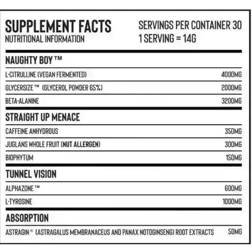 Naughty Boy NB Menace Pre-Workout 435g