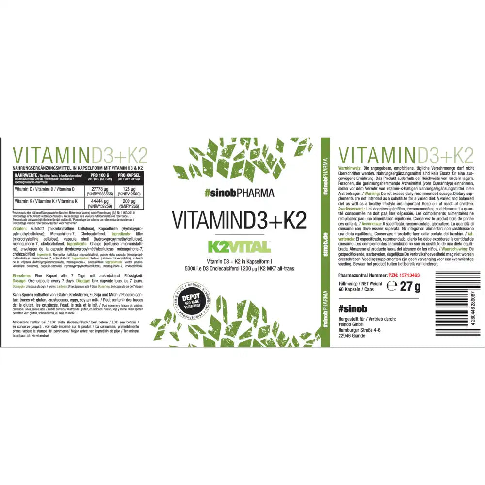 Sinob Vitamin D3 + K2 60 Kapsel